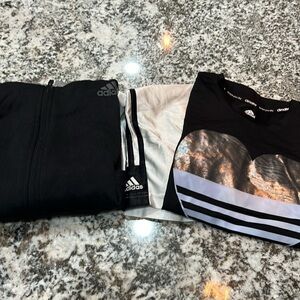 Vintage Adidas Girls Boys Medium Shirt Sweatshirt Basketball Shorts Sport Bundle
